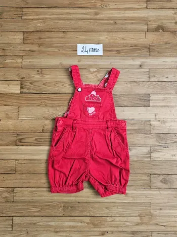 Salopette short rouge DPAM du pareil au même bébé fille 24 mois 2 ans