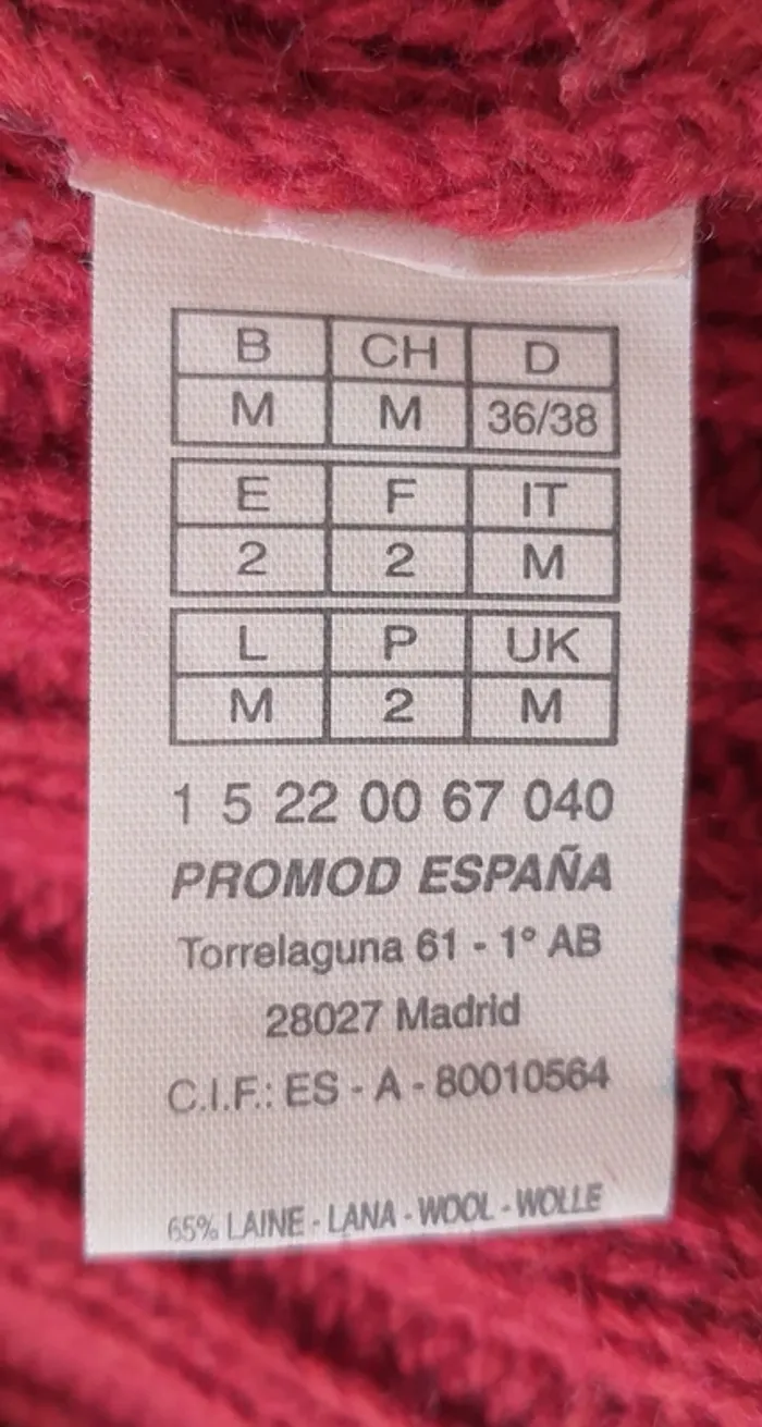 Pull col roulé femme rouge "Promod" taille S - photo numéro 7
