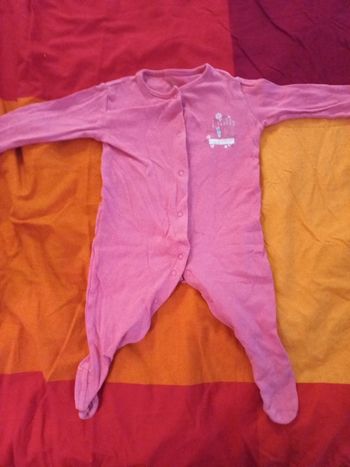 Pyjama coton 3 a 6 mois rose ouverture pratique