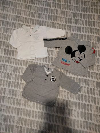 Lot tee-shirt manches longues Disney Mickey Dpam orchestra 3 mois