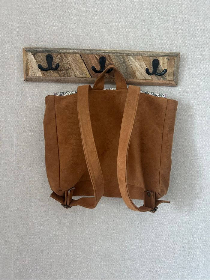 Cartable en simili cuir camel et Liberty - photo numéro 10