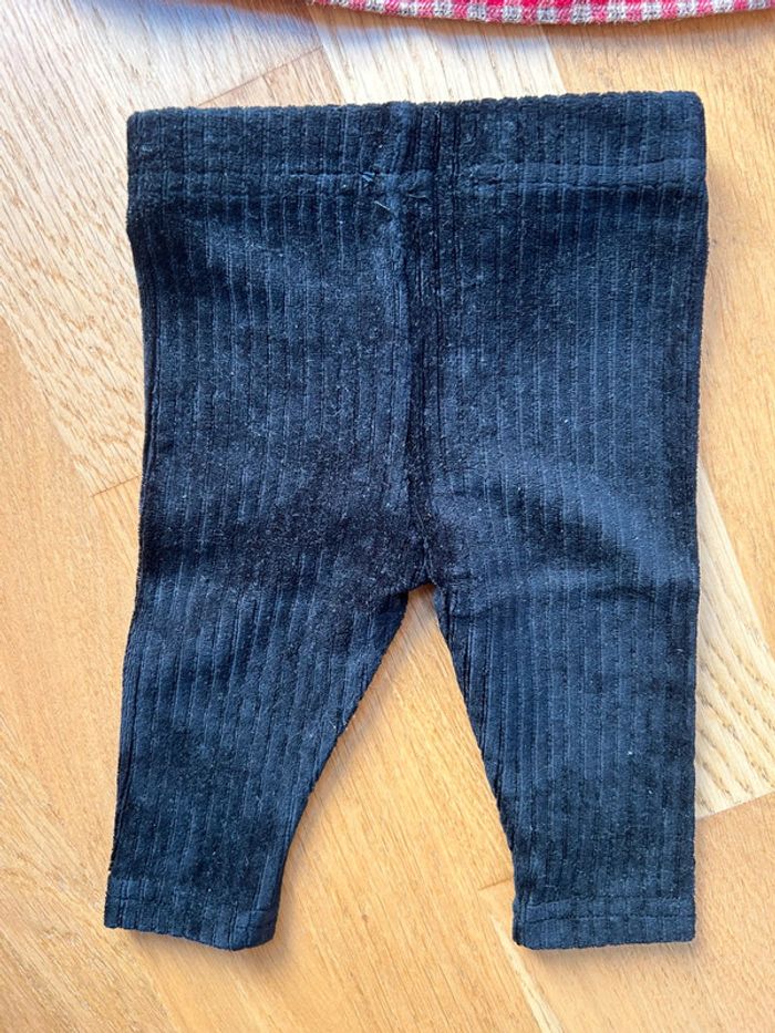 Ensemble tunique/chemisier carreaux volanté et legging velours bébé fille - photo numéro 9