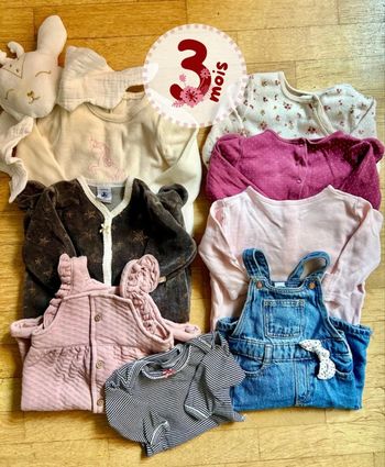 🌸 Lot Bébé Fille - 3 mois - Petit Bateau, Orchestra, Obaïbi