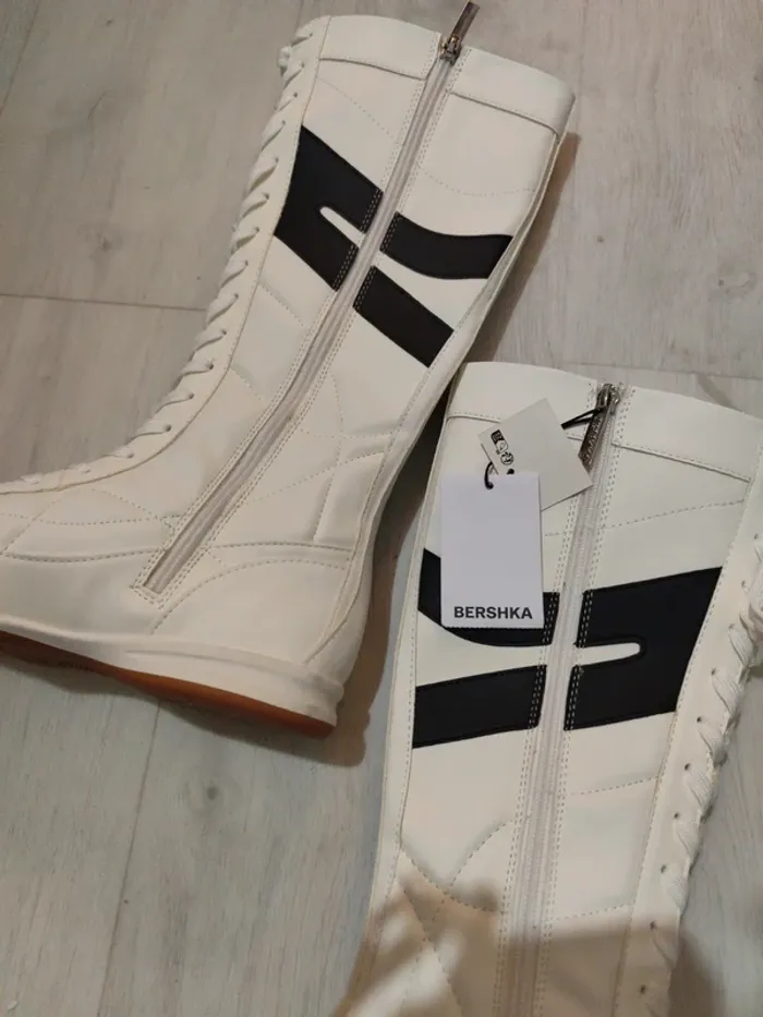 Baskets bottes hautes Bershka 37 blanc et noir neuves - photo numéro 6