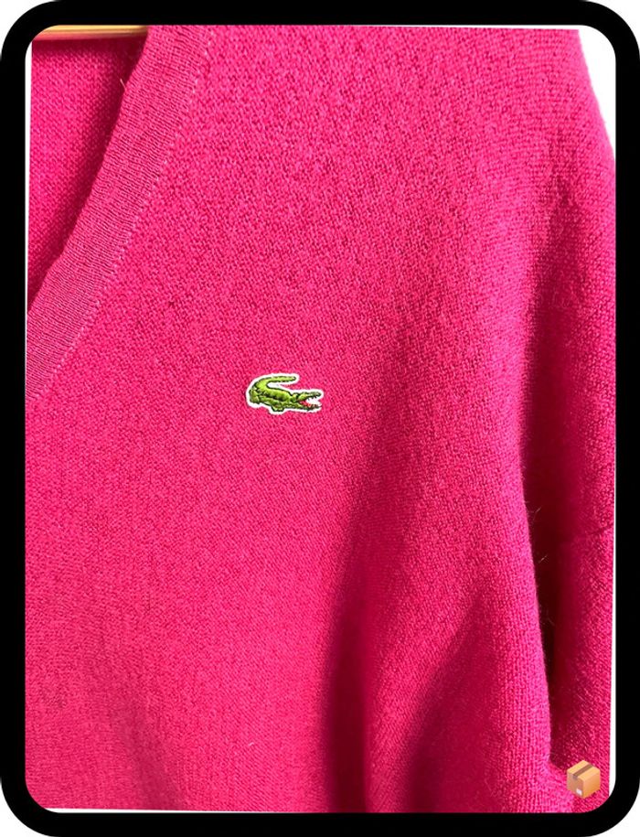 Pull Lacoste vintage – Taille 5 – Fuchsia – 100 % laine – Homme - photo numéro 2