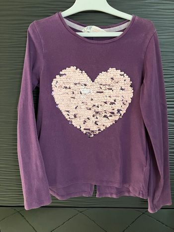 T shirt violet a sequins H&M 6-8 ans