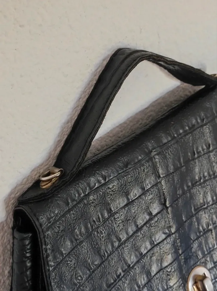 Pochette noir cuir imitation écaille 80-90 / JW - 22x21x5cm - photo numéro 3