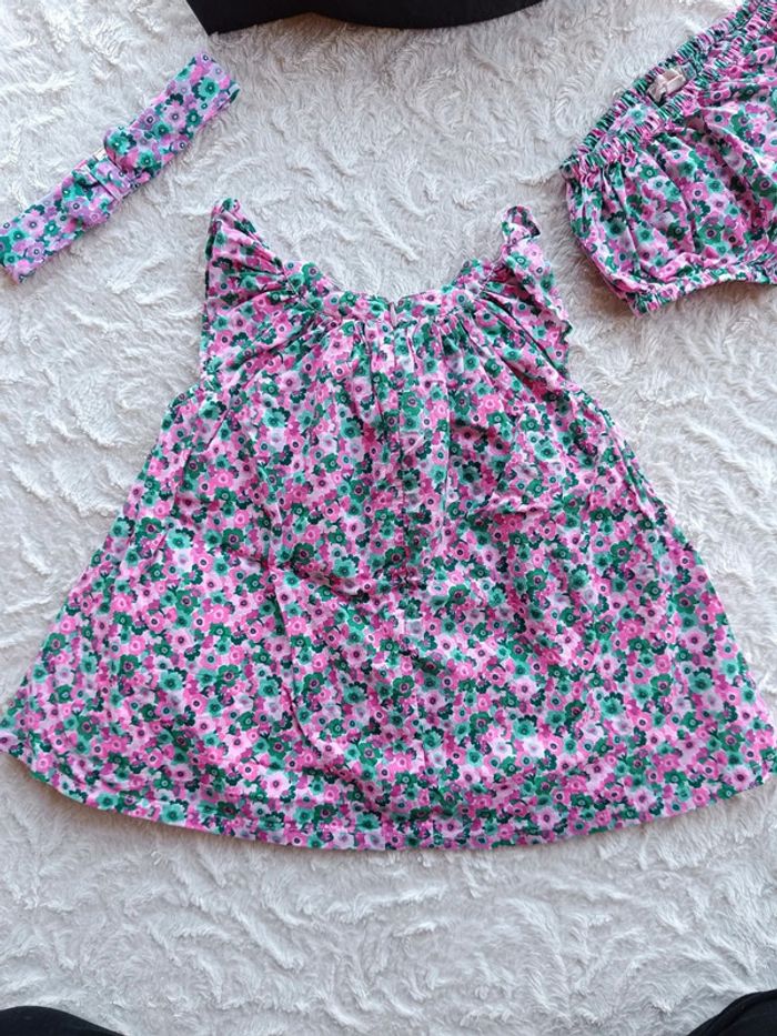 Ensemble 3 pièces (robes+boomer+bandeau) Fille 6 mois Fleurs Dpam 100% coton - photo numéro 11