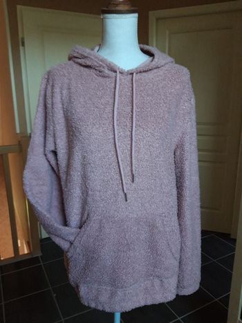 Sweat capuche rose bouclette pilou pilou L/XL neuf