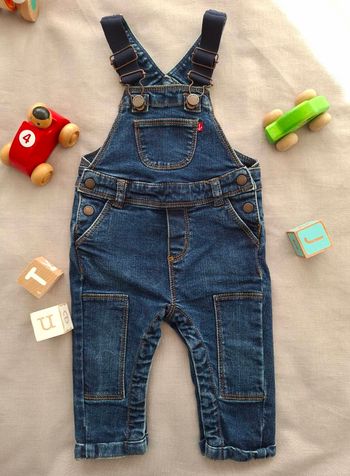 Salopette jean brut marine garçon fille tape à l'oeil coton 9 mois 6 mois