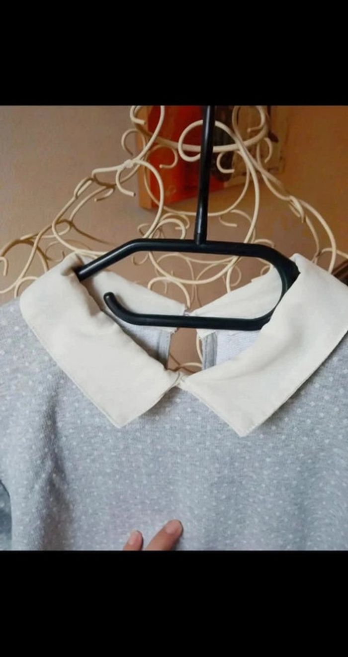 Pull fin gris et blanc avec col 34/36 Teddy Smith - photo numéro 3