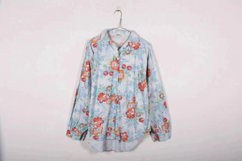 Chemise vintage 80-90's en coton motif fleuri (#250017)