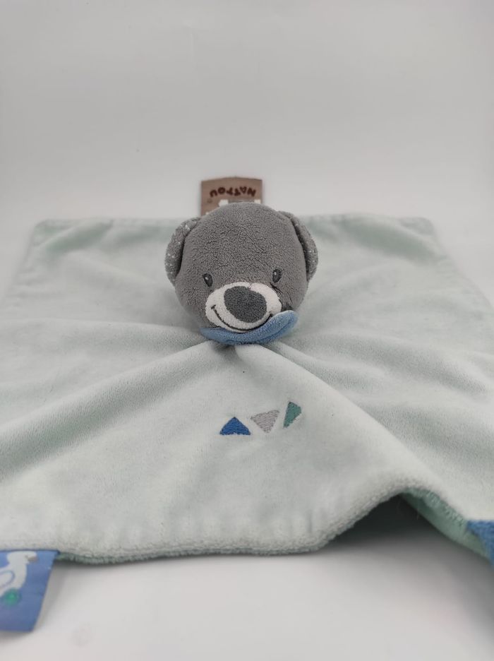 Doudou Plat Ours Jules Gris Bleu Nattou - photo numéro 3