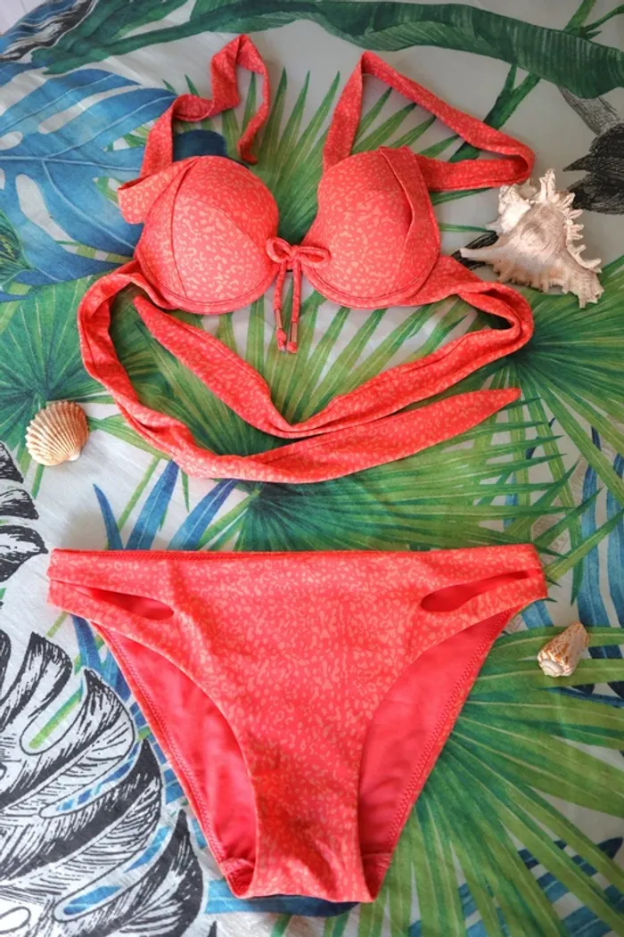 Maillot de Bain 2 Pièces Couleur Corail