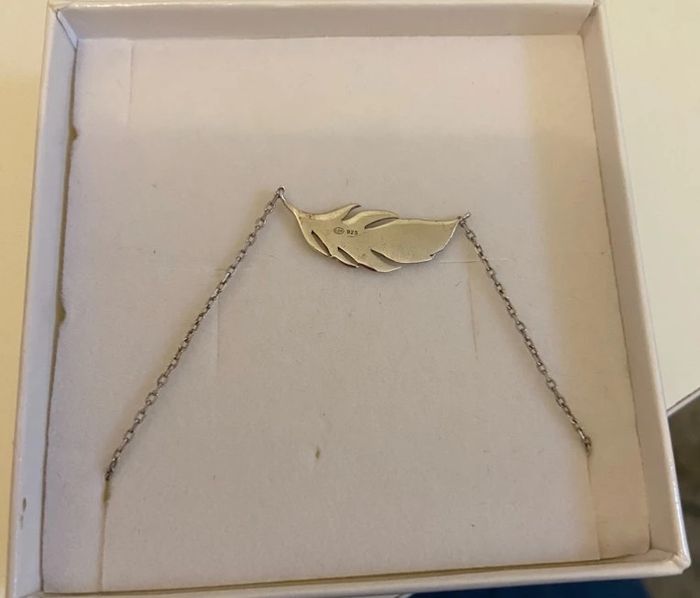 Collier femme pendentif plume en argent 925 - photo numéro 3