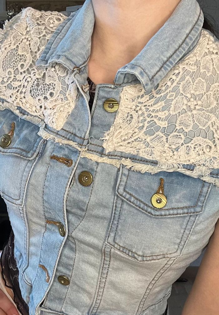 Veste sans manche denim jeans taille 36 - photo numéro 2