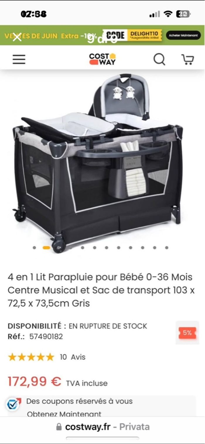 Lit  parapluie 0-36 mois - photo numéro 3