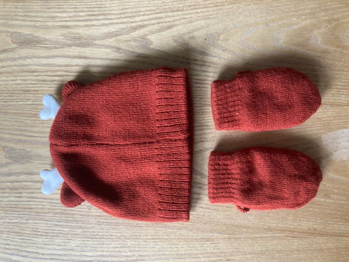 bonnet et moufles en maille petit renne bébé 6/12 mois - photo numéro 2