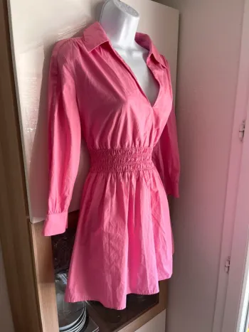 Robe matière chemise rose fushia taille m