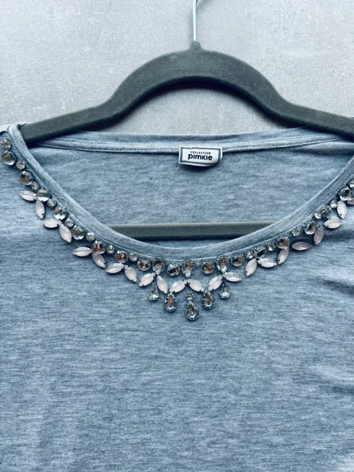 Magnifique t-shirt bijoux Pimkie gris - photo numéro 2
