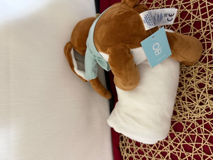 Doudou velours et plaid polaire lapin marron bébé naissance - photo numéro 3