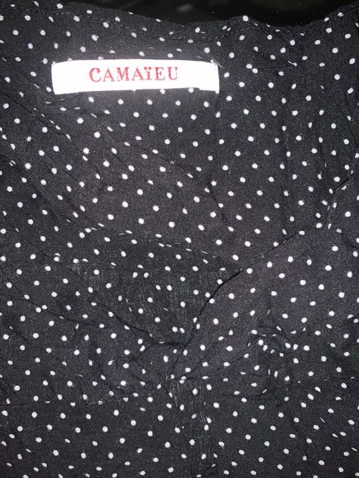 Blouse Camaïeu noir à pois blanc taille 40 - photo numéro 8