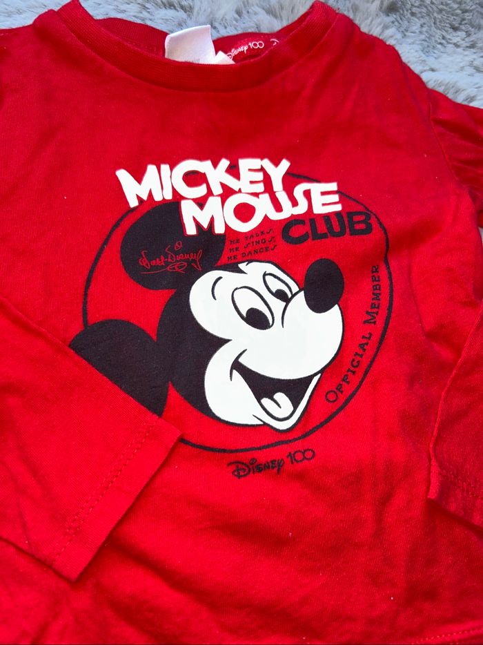 T-shirt manches longues rouge Mickey - 12 mois - Disney - photo numéro 2