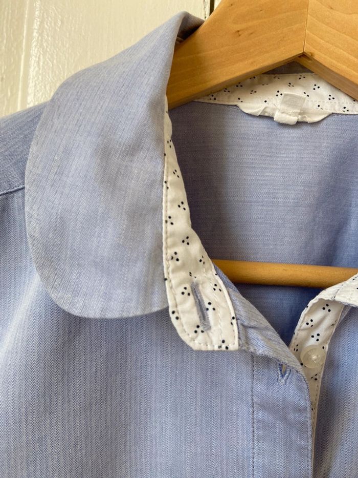 Chemisier col Claudine coton bleu ciel Bizzbee taille M - photo numéro 6