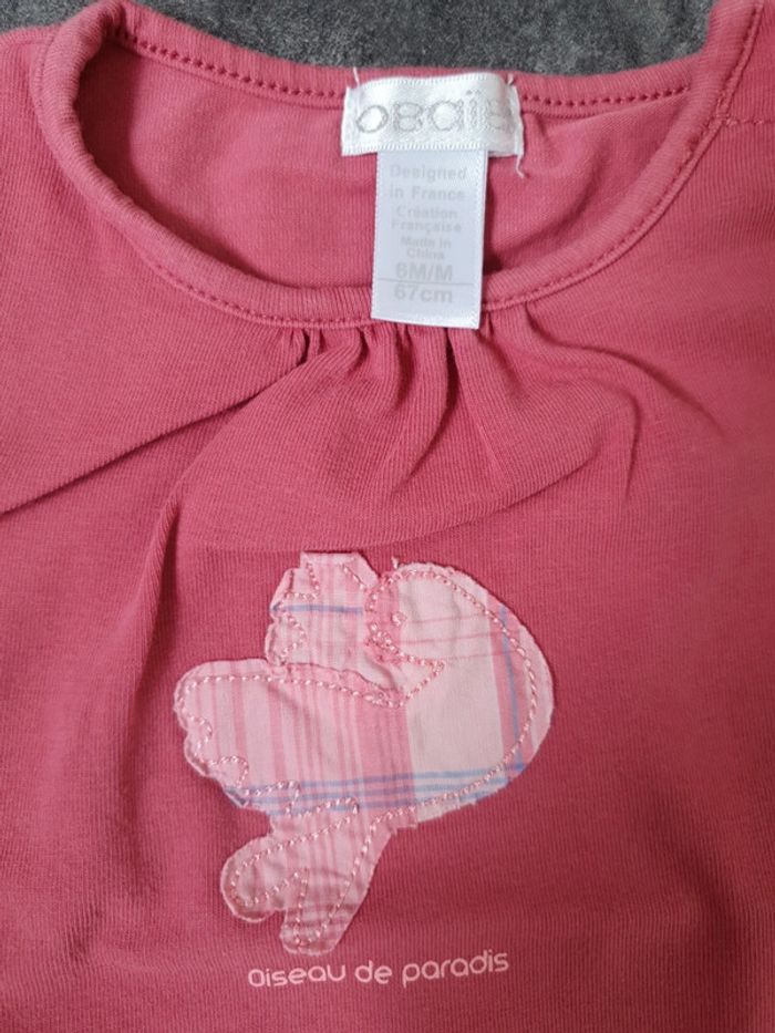 Lot 3 t-shirts bébé fille 6 mois peu porté - photo numéro 3