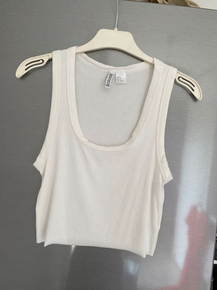 Débardeur côtelé blanc femme H&M 38 - photo numéro 2