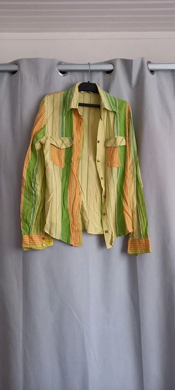 Chemise rayée vert jaune orange promod 36