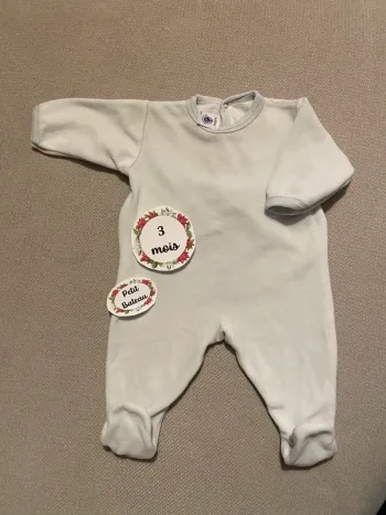 Pyjama petit bateau chaud velours 3 mois