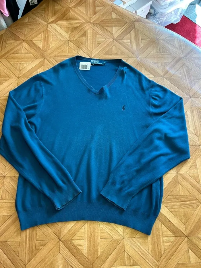 Pull homme polo, homme Ralph Lauren, bleu, taille 42 taille XL - photo numéro 2