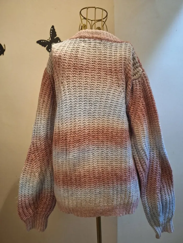 Pull d'hiver rose & bleu clair - photo numéro 3