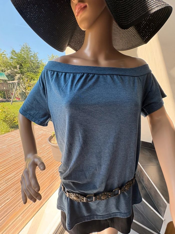 😎Magnifique T-shirt, de couleur bleu-taille L - photo numéro 3