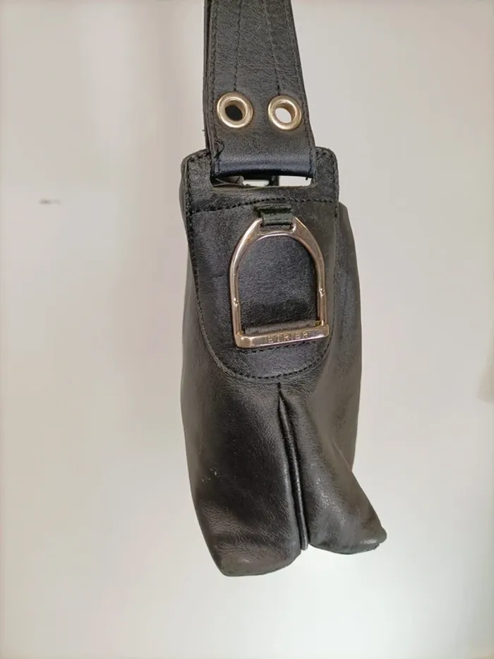 Sac à main sacoche cuir noir Etrier chic vintage été - photo numéro 6