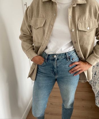 Total look jean et veste beige