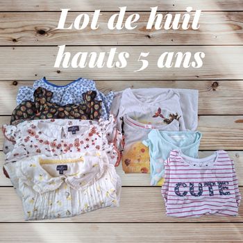 💙 Lot de 8 hauts fille – Taille 5 ans 💙