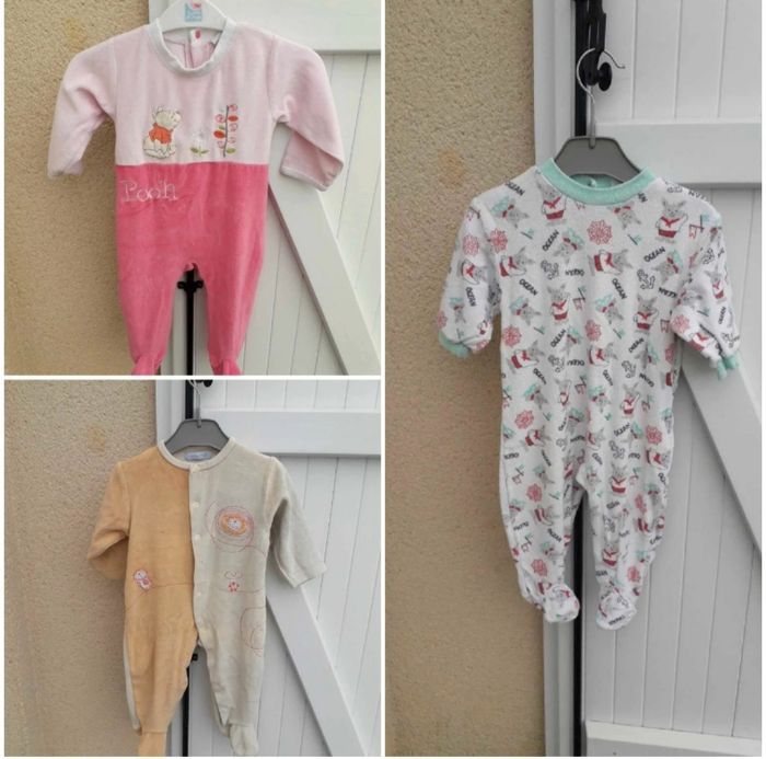 lot 3 pyjamas chauds bb filles 12 mois - photo numéro 1
