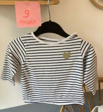 T-shirt fille manches longues, rayé marin avec cœur verbaudet