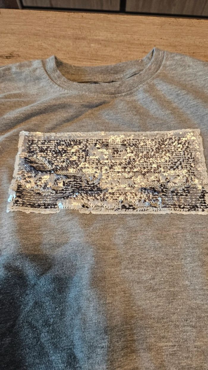 Pull gris clair à manches longues avec sequins, TQF Collection, 12 ans nickel - photo numéro 5