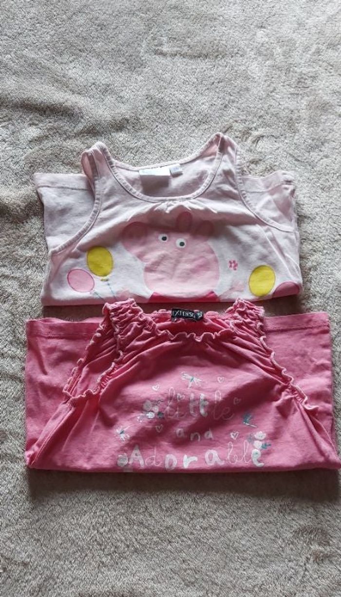 Lot 2 tee-shirts sans manches été fille 3 ans