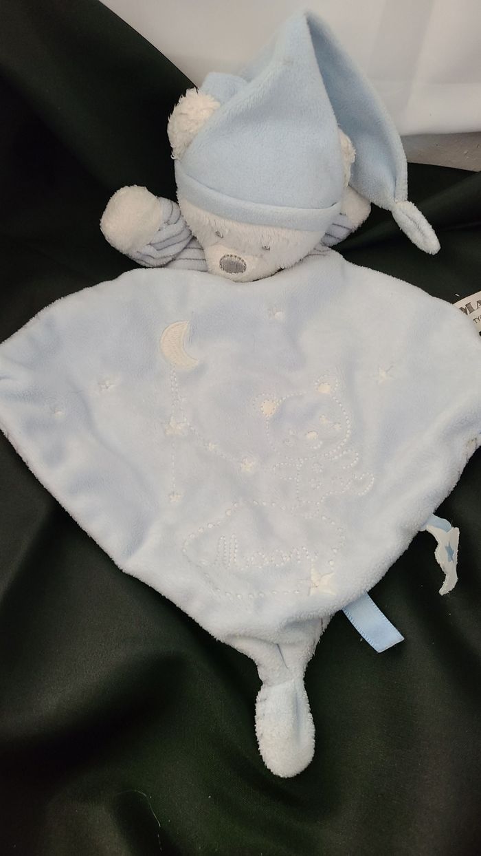 Doudou Ours Plat Bleu Losange Etoile MAX & SAX - photo numéro 2