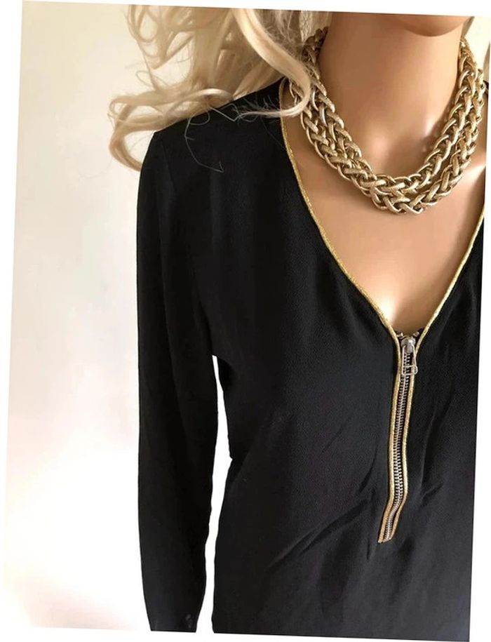 Blouse noire et dorée neuve à manches longues Sweewe taille M/L - photo numéro 5