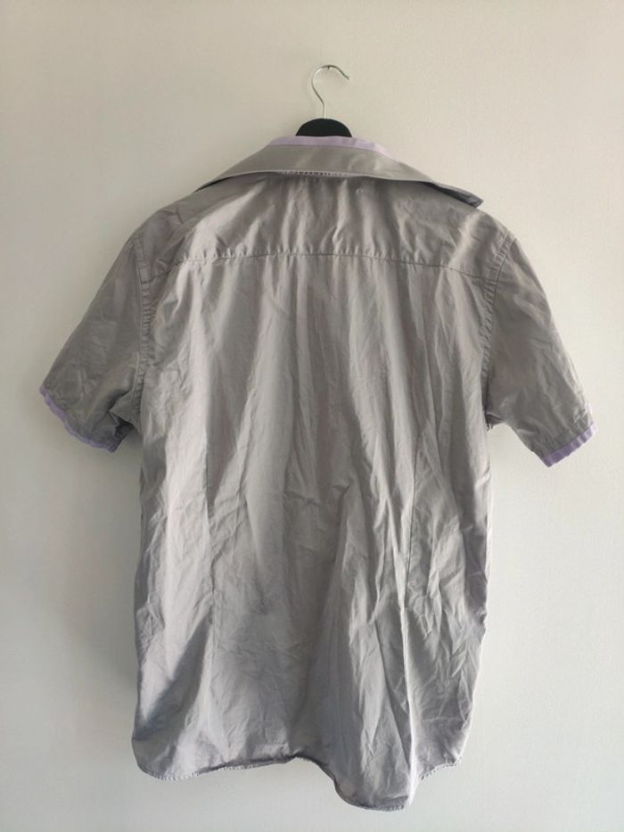 Jolie chemise chemisette homme légère Armand Thiery coupe ajustée taille XL grise et violette - photo numéro 4