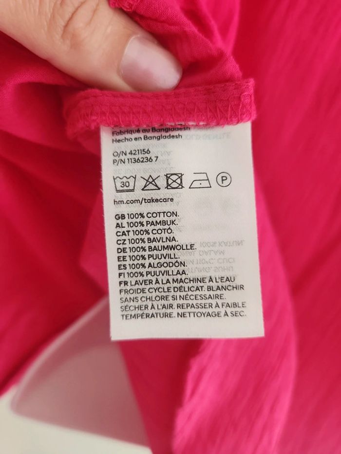 Chemise oversize effet gaze de coton rose framboise H&M XS - photo numéro 11
