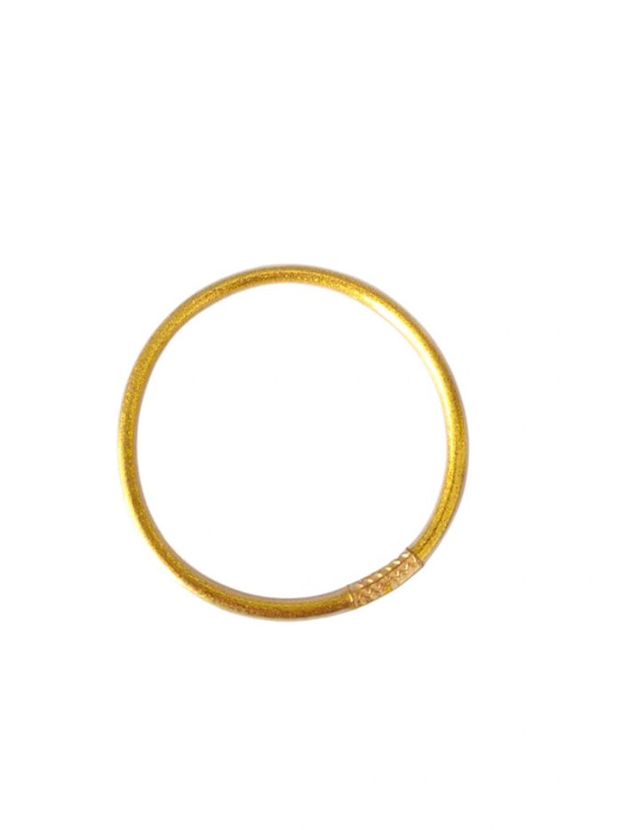 Bracelet jonc bouddhiste tibetain plastique brillant pailleté doree