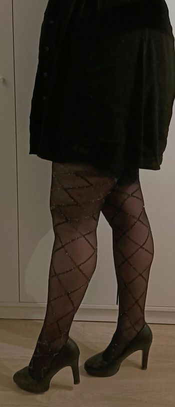 Collant noir transparent ligné