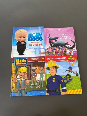 Lot de 4 livres baby boss bob le bricoleur sam le pompier et mamie poule raconte