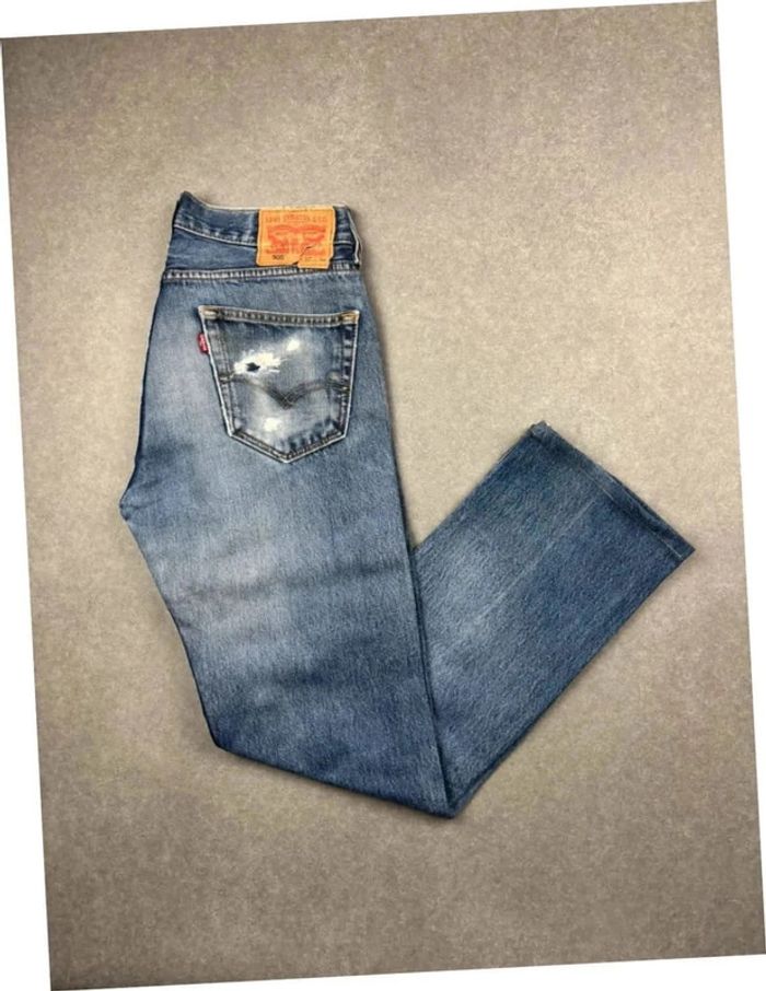 Jean pantalon coupe droite 505 levis bleu W30 L34 effet délavé - photo numéro 1